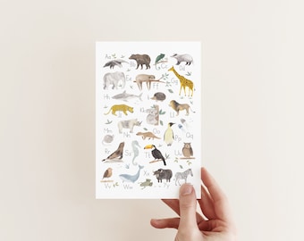 ABC card single / postcard / animal alphabet