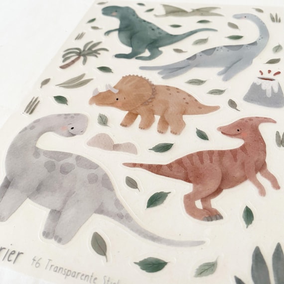 100 Adesivi Dinosauro Per Bambini - Impermeabili In Vinile Per Bottiglie, Diari E Bomboniere Compleanno