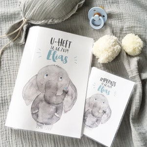 U-carnet + couverture certificat de vaccination - éléphant Rudi