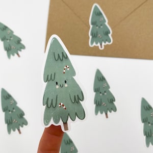 Etiketten/Aufkleber - Tannenbaum mit Gesicht