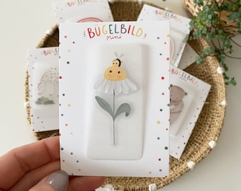 Mini iron-on transfers - daisies with bees in different variations