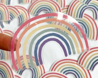 Aufkleber Vinyl mit transparentem Rand - Regenbogen bunt