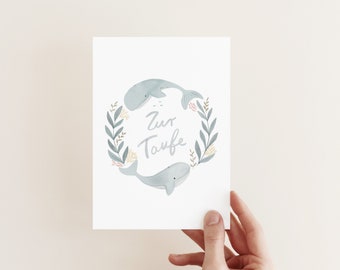 Card/Postcard/Greeting Card / Baptism - Whales