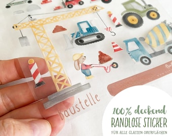 Pegatinas sin bordes / Para frotar / Para todo tipo de superficies lisas / Para botellas / Fiambreras / Bicicletas / Resistentes / Para uso en interiores y exteriores - Obras de construcción