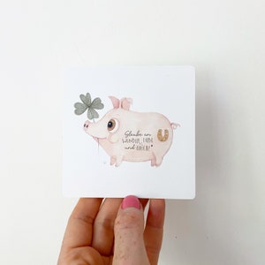 Tarjeta/postal cuadrada - cerdo de la suerte