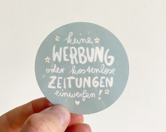 Aufkleber Vinyl / Sticker für den Briefkasten - keine Werbung