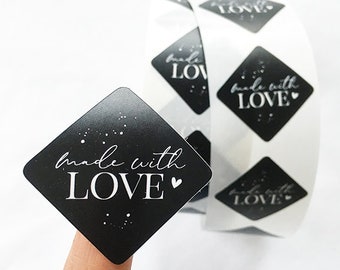 Stickers/labels - made with love in black