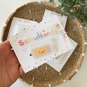 Mini iron-on transfers - small pencil with the lettering schoolchild