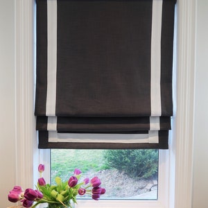 Exclusive Accent Roman Shade Window Blinds Custom Trim Variety of Colors Blackout or Cotton Lining Hardware Included Handmade image 3