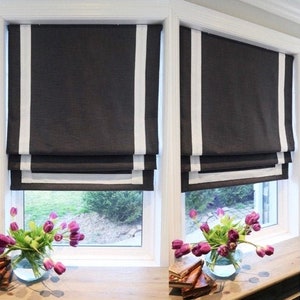 Exclusive Accent Roman Shade Window Blinds Custom Trim Variety of Colors Blackout or Cotton Lining Hardware Included Handmade image 1