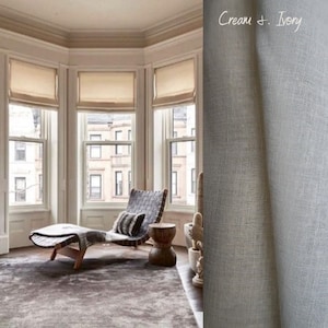 Linen Roman Shade | Beige and Ivory | Privacy | Sheer | Roman Shades | Soft Faux Linen | Light Filtering | Window Blinds | Custom Fit