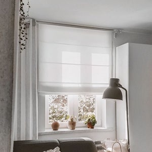 Roman Shade durchsichtig | Weiß | Sichtschutz | Schiere | Roman Shades | Weiches Kunstleinen | Lichtfilterung | Fenster Jalousien |