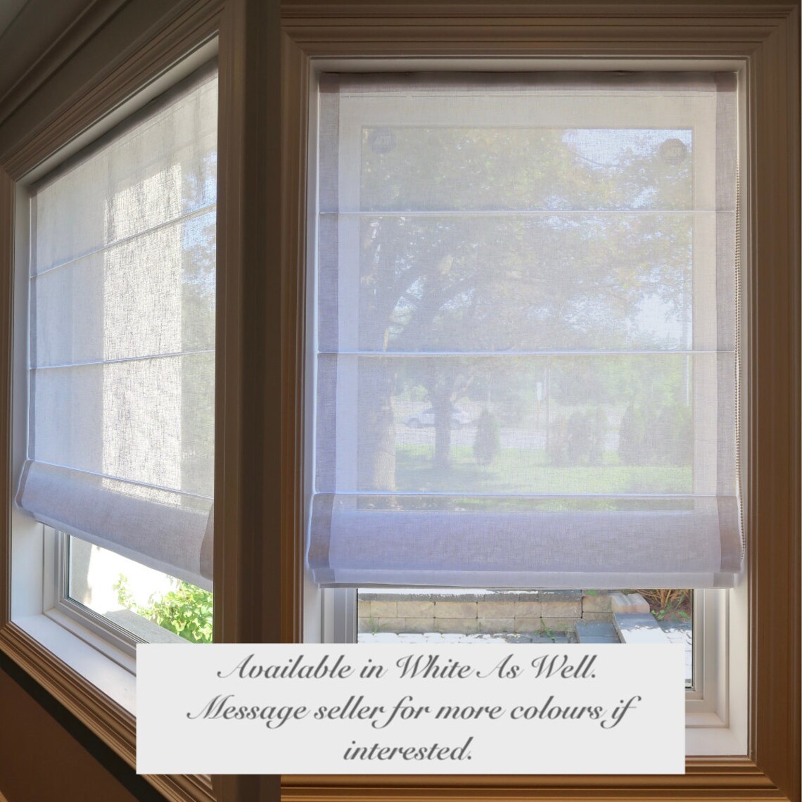 Linen Roman Shade Gray Privacy Sheer Roman Shades Etsy Canada