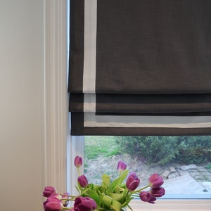 Exclusive Accent Roman Shade Window Blinds Custom Trim Variety of Colors Blackout or Cotton Lining Hardware Included Handmade image 2