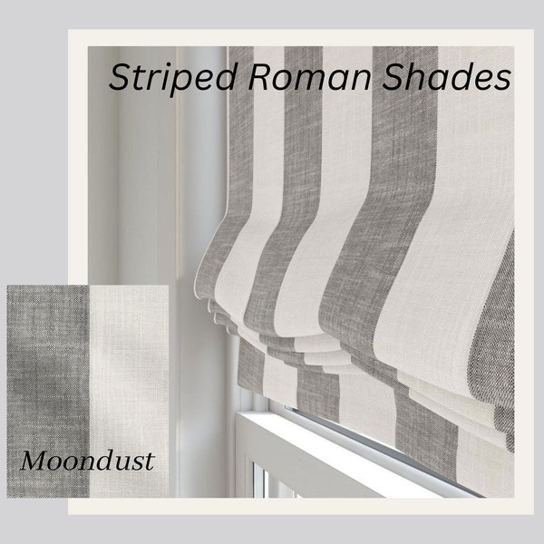 Striped  Roman Shade | 100% Linen | Blinds | Window Shades | Exclusive | Contemporary  | Cotton | Handmade