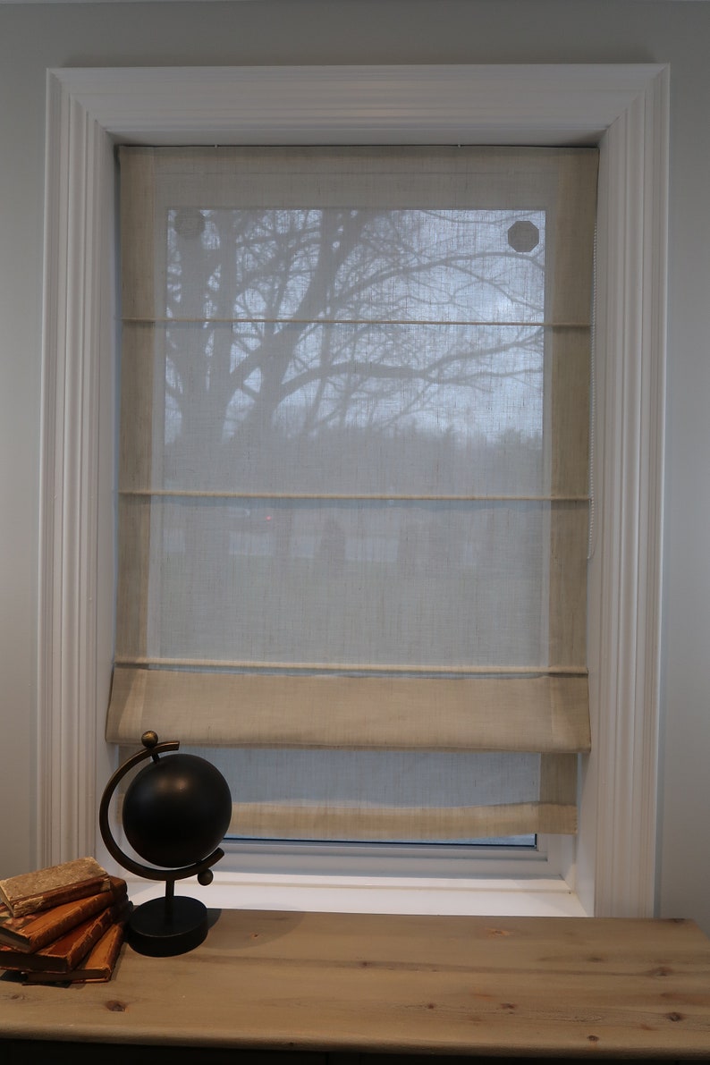 Linen Roman Shade Sheer Roman Shades Soft Faux Linen Etsy
