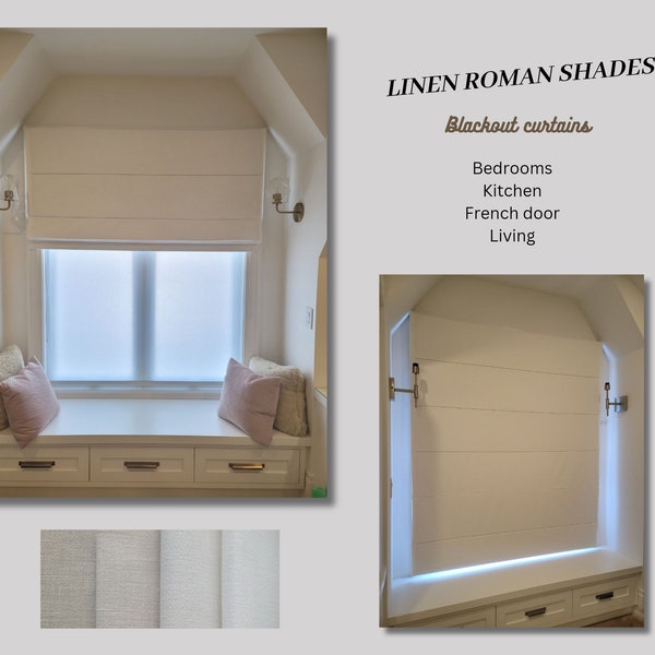 Roman Shades | Linen Roman Shade | Contemporary | Universal | Solid | Blackout | Light Filtering | Custom Fit | Handmade | Curtains | Blinds
