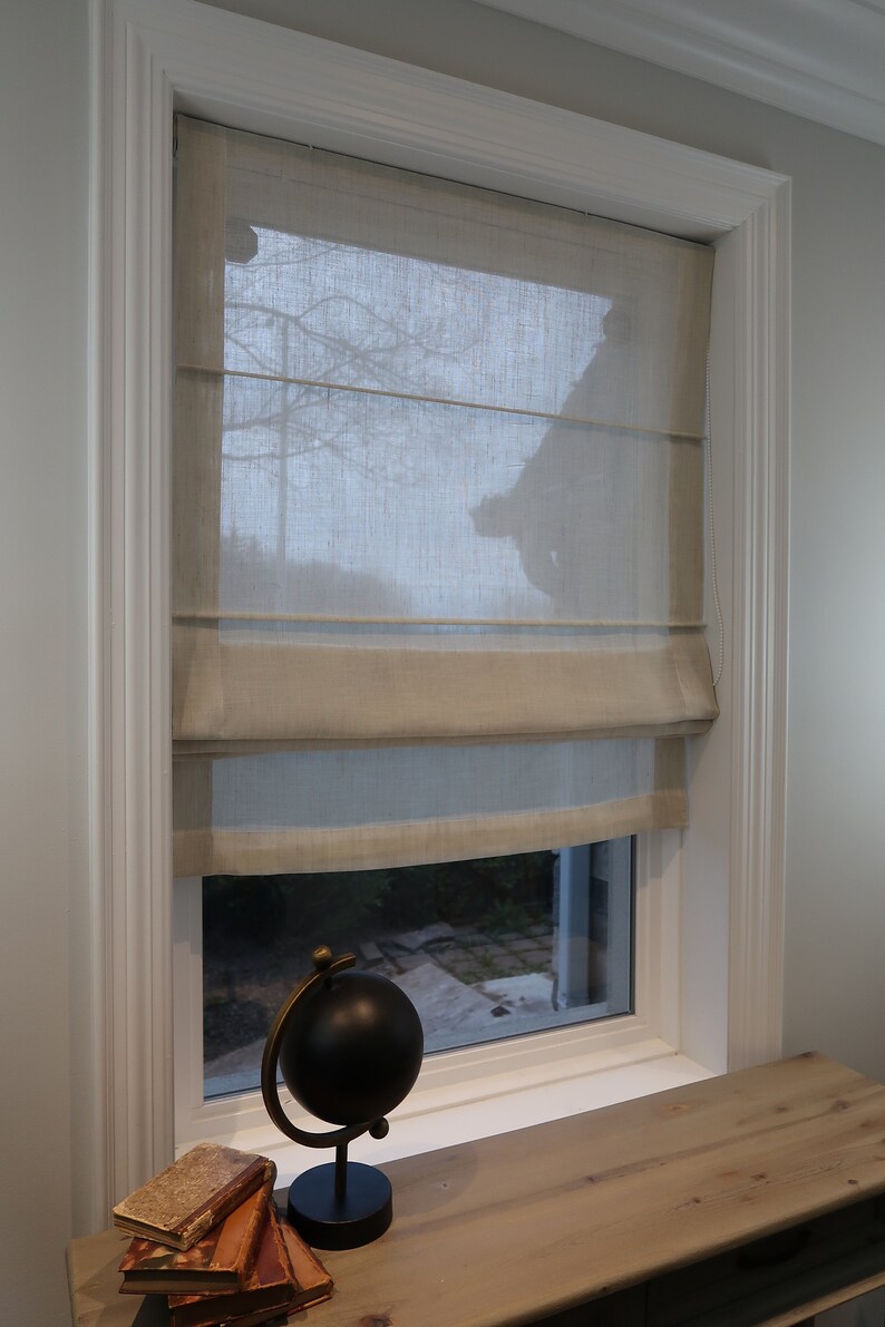 Linen Roman Shade Sheer Roman Shades Soft Faux Linen Etsy