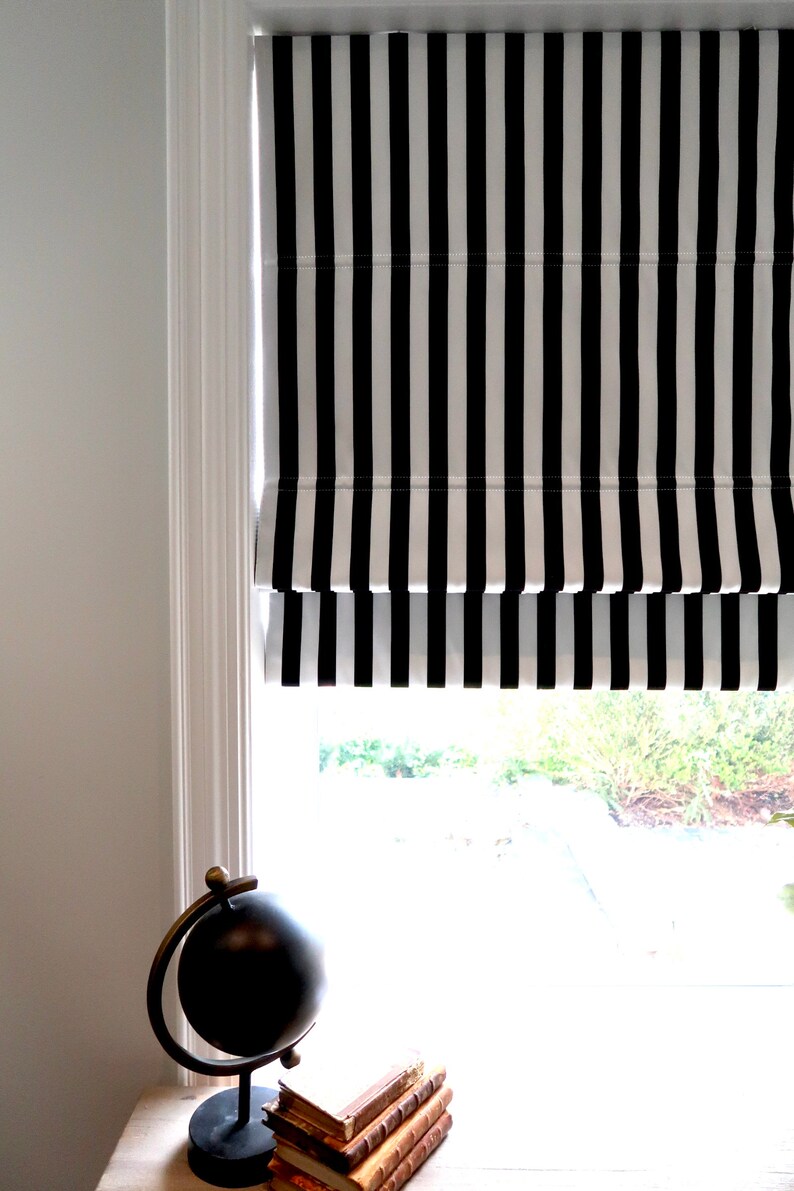 Roman Shade Striped Black and White Cotton Custom Etsy