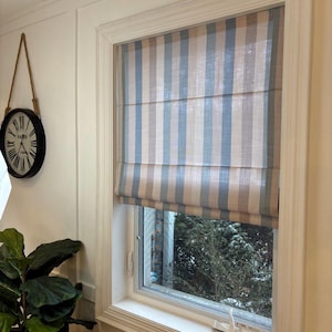 Custom Roman Shade | Striped  Roman Shades | Blinds | Window Shades | Exclusive | Contemporary  | Cotton | Handmade