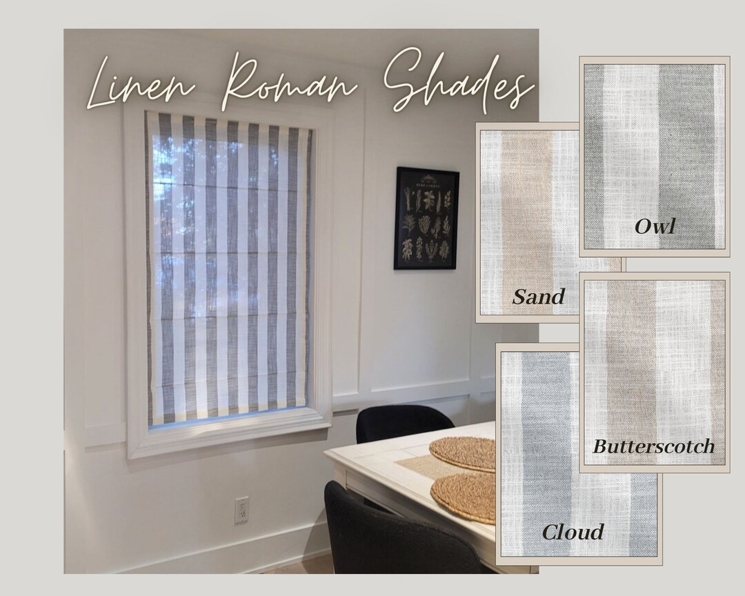 Linen Roman Shade Privacy Sheer Roman Shades Light Etsy