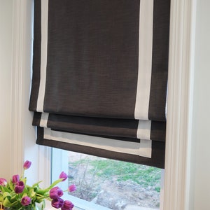 Exclusive Accent Roman Shade Window Blinds Custom Trim Variety of Colors Blackout or Cotton Lining Hardware Included Handmade image 4