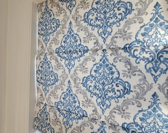 Damask Patterned Roman Shade | 100% Сotton | Blinds | Window Shades | Exclusive | Contemporary | Blackout | Cotton | Blue | Navy | Handmade