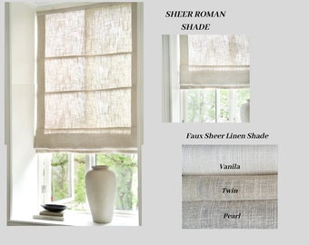 Faux Linen Roman Shade  | Privacy | Sheer | Roman Shades | Soft Faux Linen | Light Filtering | Window Blinds | Custom Fit