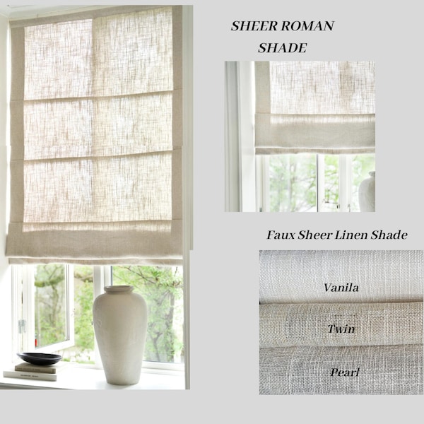 Faux Linen Roman Shade  | Privacy | Sheer | Roman Shades | Soft Faux Linen | Light Filtering | Window Blinds | Custom Fit