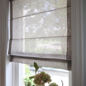 Roman Shade | Gray | Privacy | Sheer | Roman Shades | Soft Faux Linen | Light Filtering | Window Blinds | Custom Fit