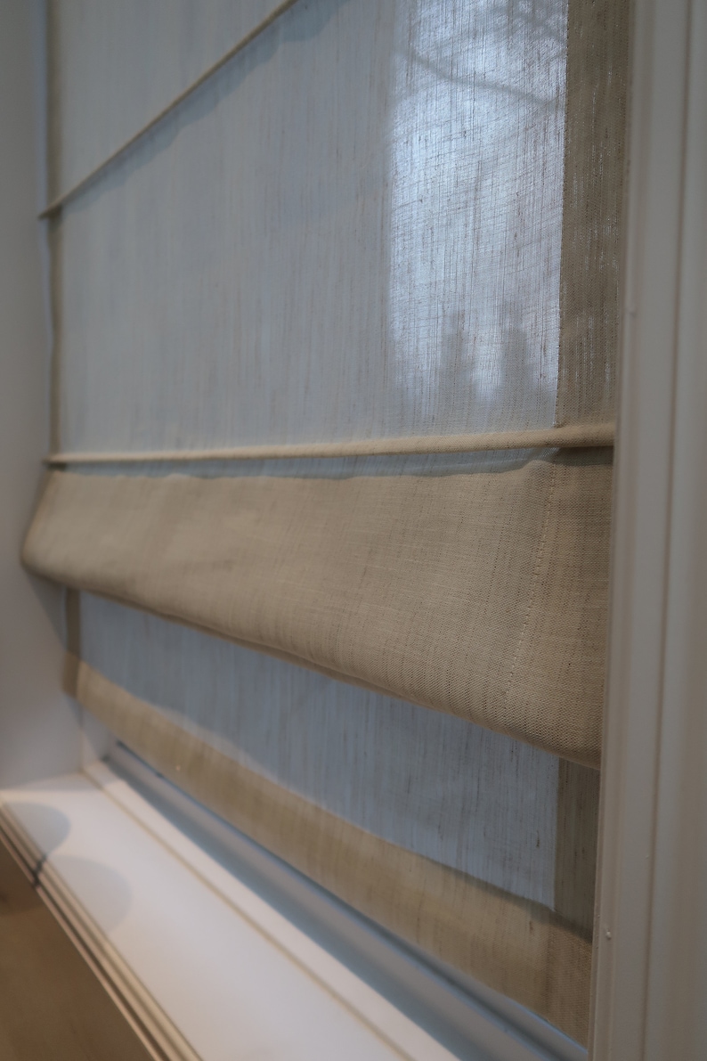 Linen Roman Shade Sheer Roman Shades Soft Faux Linen Etsy