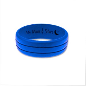 Personalized Mens Silicone Wedding Ring Band Engraved Flexible Hypoallergenic Safety Rubber Modern Athletic Activewear SHIPS NEXT DAY image 4