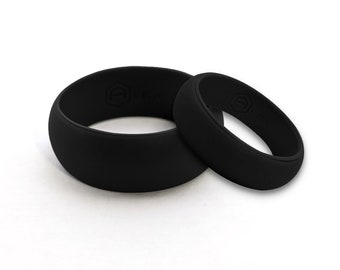 AERA His & Hers Black Silicone Wedding Ring Set Hypoallergenic Athletic Activewear Mens Womens - Etsy Top Rated and Most Popular Brand