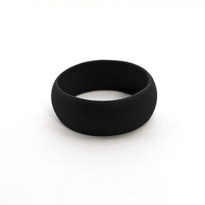 AERA Men's Black Silicone Wedding Engagement Ring Band Medical Grade Flexible Rubber Modern Athletic Outdoors Jewelry Gift For Him image 1