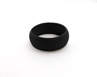 AERA Men's Black Silicone Wedding Ring: Flexible Medical Grade Band - AERA Rings