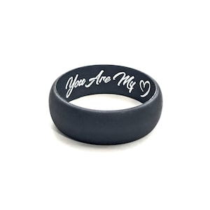 Custom Engraving Mens Silicone Wedding Ring Band Flexible Hypoallergenic Safety Rubber Modern Athletic Activewear Man Jewelry Made in USA image 1