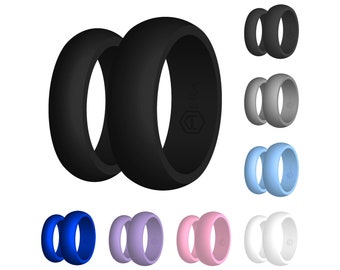 Silicone Wedding Ring Top Rated Rubber Ring Band Hypoallergenic Athletic Mens Womens Excercise ActiveWear Band by Aera - FREE SHIPPING