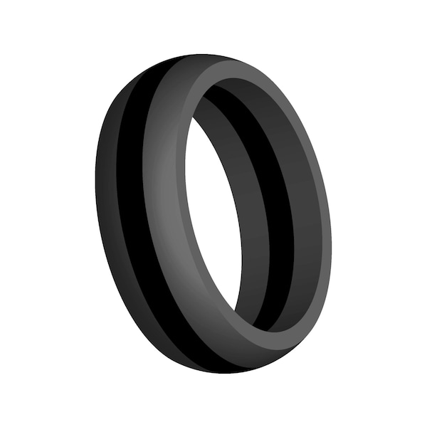 Męska szara silikonowa obrączka ślubna z czarną linią - FlexFit - AERA Rings