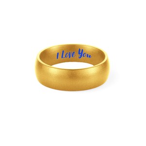 Custom Engraved Womens Silicone Wedding Ring Personalized Gift for Her Hypoallergenic Cute Athletic Workout Band Free Next Day Shipping image 6