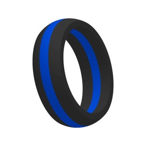 AERA Men&#39;s Thin Blue Line Silicone Wedding Band Ring Flexible Medical Grade Athletic Active Wear Gift for Him Jewelry FREE SHIPPING