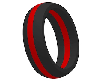 AERA Mens Thin Red Line Silicone Wedding Engagement Ring Band FlexFit Medical Grade Athletic Gift for Husband Him Mans Jewelry FREE SHIPPING