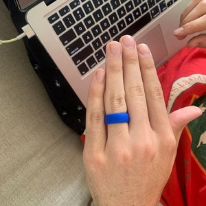 Blue Silicone Wedding Ring Set: Hypoallergenic Active Wear Bands - AERA Rings image 3