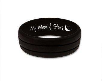 Personalized Mens Silicone Wedding Ring: Engraved Hypoallergenic Band - AERA Rings