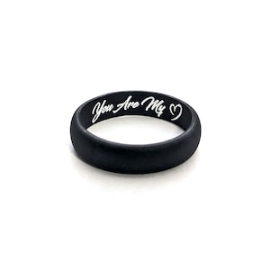 Personalized Women&#39;s Silicone Wedding Ring with Custom Engraving, US Made, Free Shipping, Breathable and Lightweight, Handmade in the US