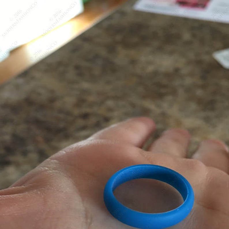 Blue Silicone Wedding Ring Set: Hypoallergenic Active Wear Bands - AERA Rings image 5