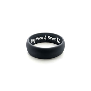 Custom Engraving Mens Silicone Wedding Ring Band Flexible Hypoallergenic Safety Rubber Modern Athletic Activewear Man Jewelry Made in USA image 4