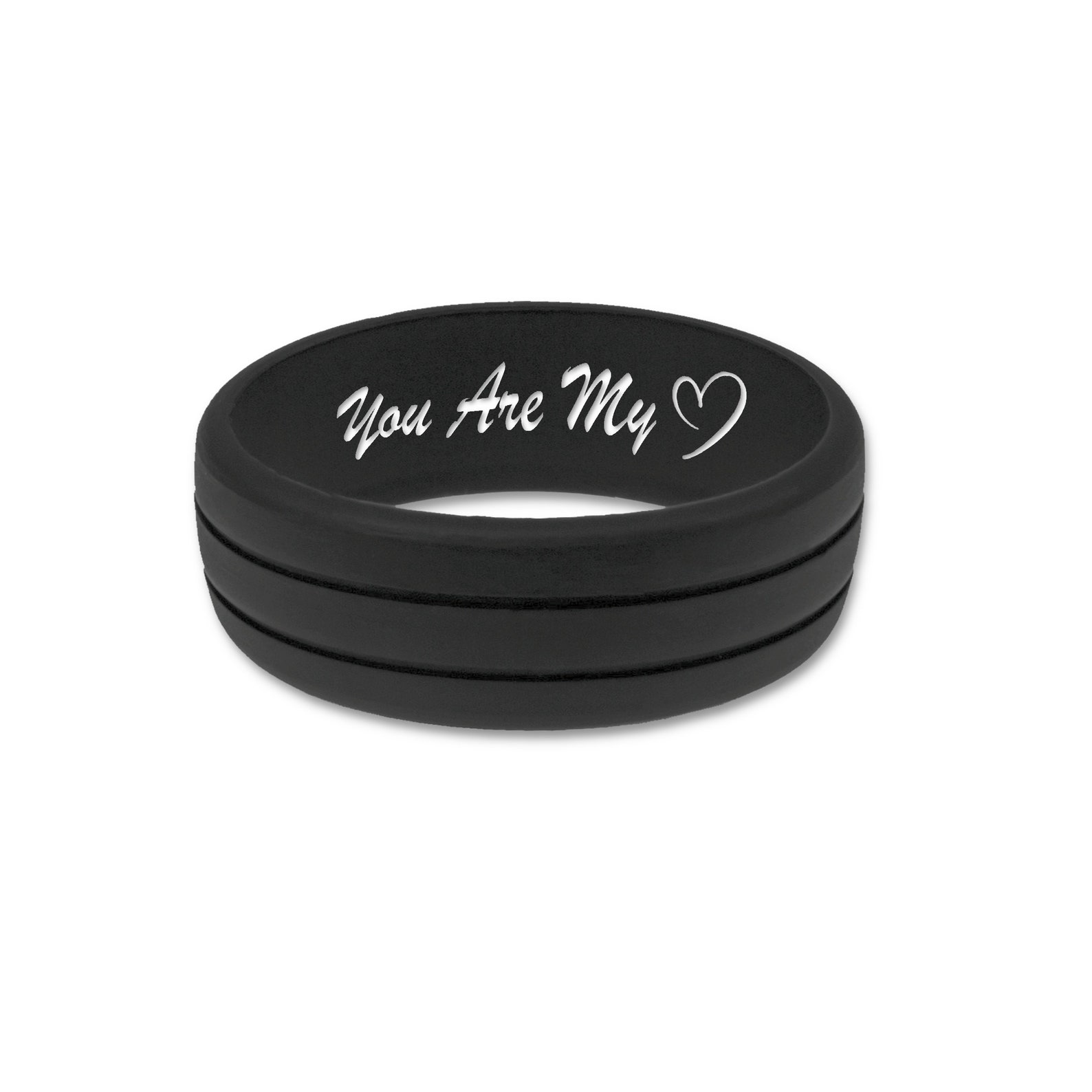 Personalized Mens Silicone Wedding Ring Band Engraved Flexible Etsy