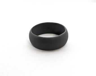 AERA Charcoal Silicone Wedding Ring: Flexible, Skin Safe Band - AERA Rings