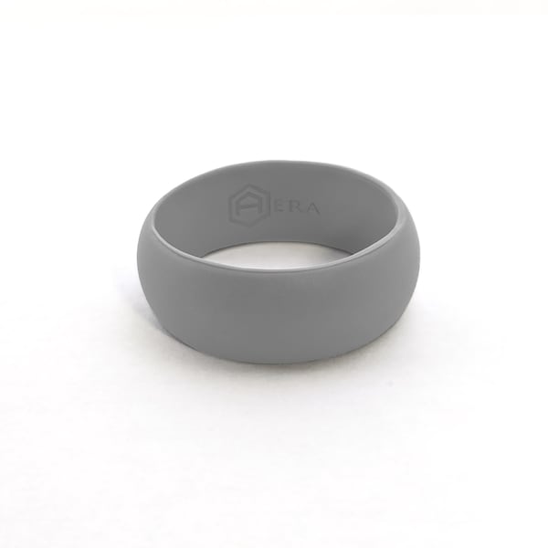 AERA Rings Gift for Him Gray Silicone Wedding Ring Band Best FlexFit Hypoallergenic Rubber Modern Athletic Mens Activewear Jewelry