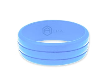 AERA Mens en caoutchouc Silicone bague de mariage fiançailles bande bleu bébé meilleure qualité Flex bijoux hypoallergénique Cool skieur moderne